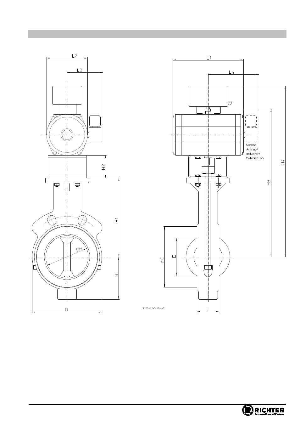 9 dimensional drawing nksp-c, Dimensional drawing nklp-c, Series nks-c, nksp-c, nkl-c, nklp-c | Richter NKLP-C Series Butterfly Valves User Manual | Page 23 / 33