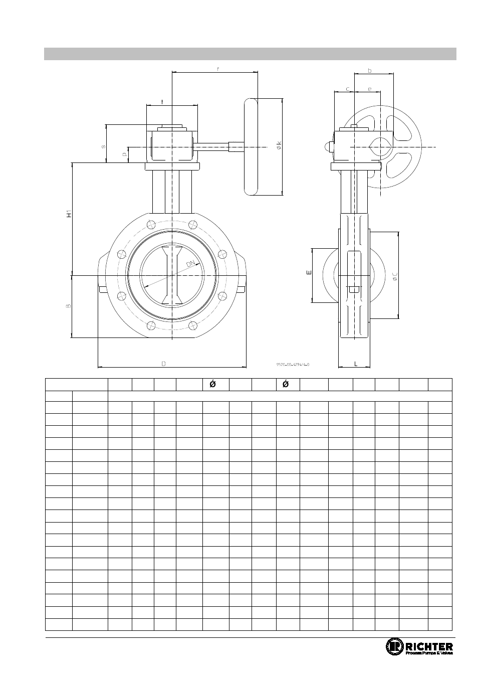 11 dimensional drawing nkl-c with worm gear, Series nks-c, nksp-c, nkl-c, nklp-c | Richter NKLP-C Series Butterfly Valves User Manual | Page 26 / 33