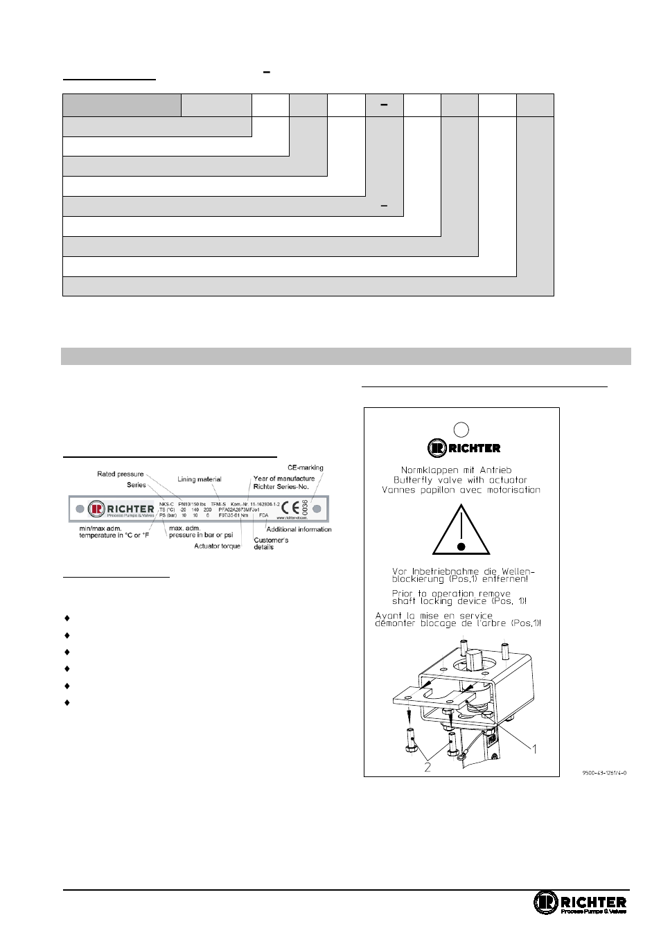 3 name plate, ce and body markings, Name plate, ce and body markings, Series nks-c, nksp-c, nkl-c, nklp-c | Richter NKLP-C Series Butterfly Valves User Manual | Page 5 / 33