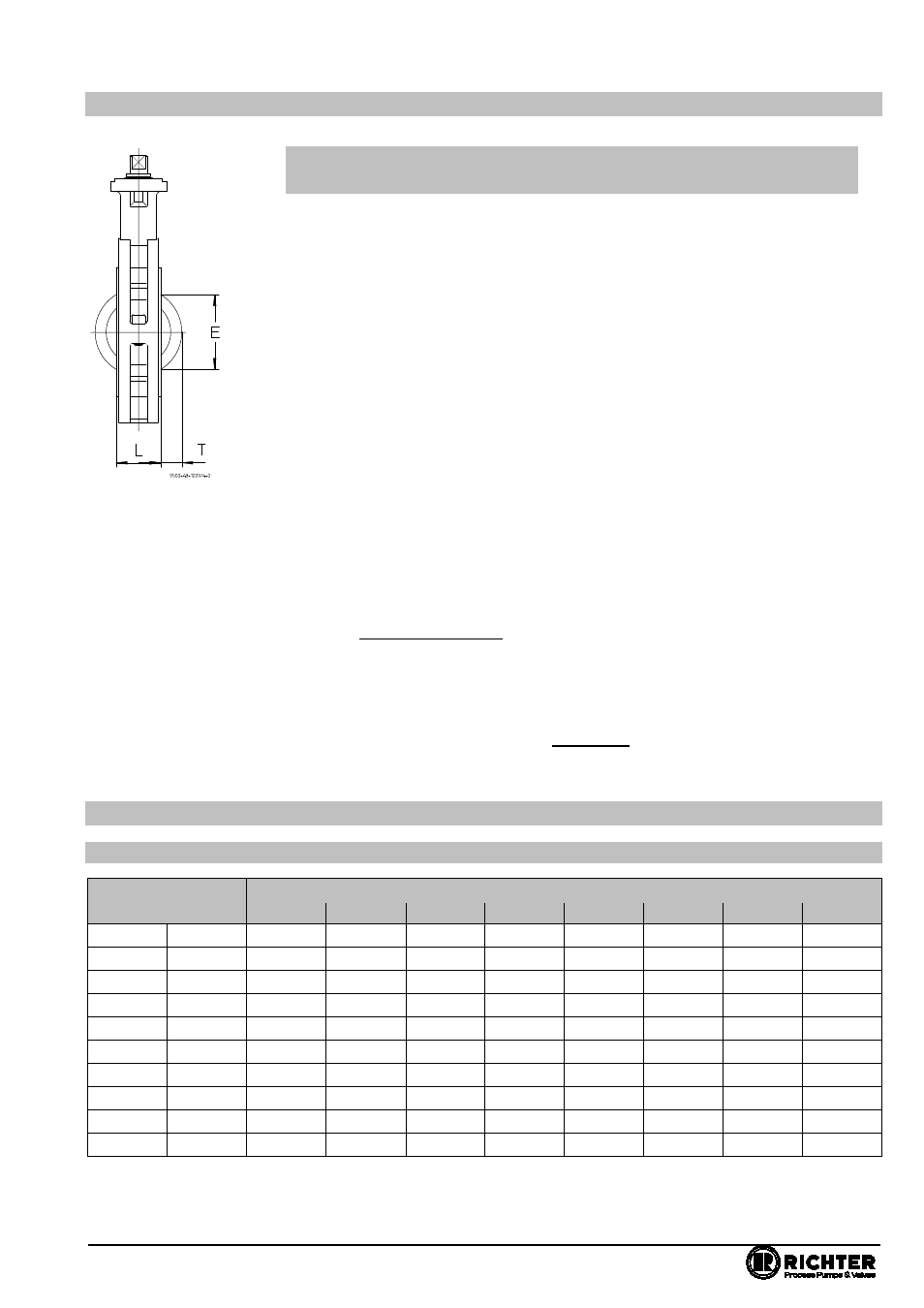 6 flow rate value kv [m³/h, 1 disc/stem unit pfa-lined, Dimensions - installation | Flow rate value kv [m³/h, Disc/stem unit pfa-lined, Series nks-c, nksp-c, nkl-c, nklp-c, 5 dimensions - installation | Richter NKLP-C Series Butterfly Valves User Manual | Page 8 / 33