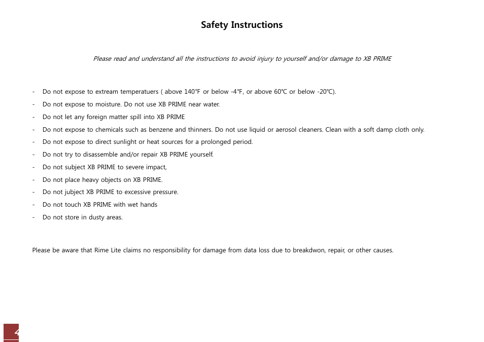 Safety instructions | RiME LITE XB WIFI User Manual | Page 4 / 37