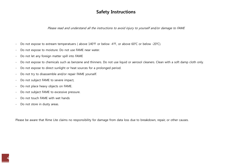 Safety instructions | RiME LITE Fame User Manual | Page 4 / 14