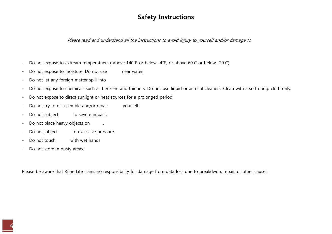 Safety instructions | RiME LITE HL1K User Manual | Page 4 / 9