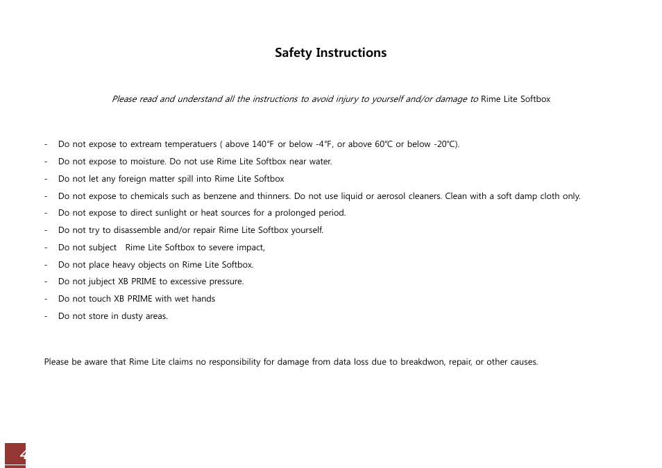 Safety instructions | RiME LITE Speedbox User Manual | Page 4 / 10