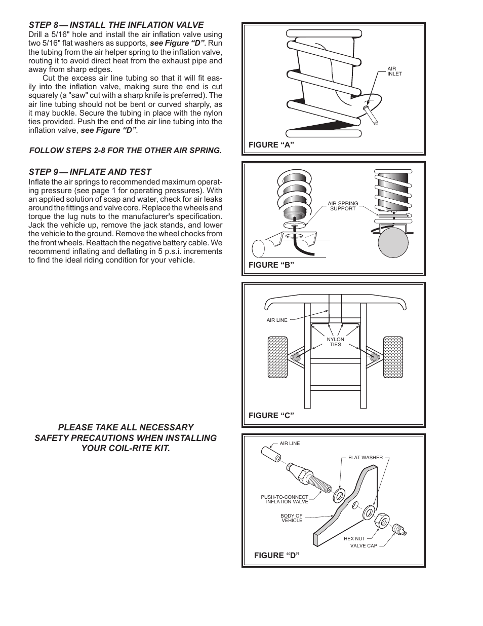 Step 8 — install the inflation valve, Step 9 — inflate and test | Rite-Ride 4168 User Manual | Page 2 / 2