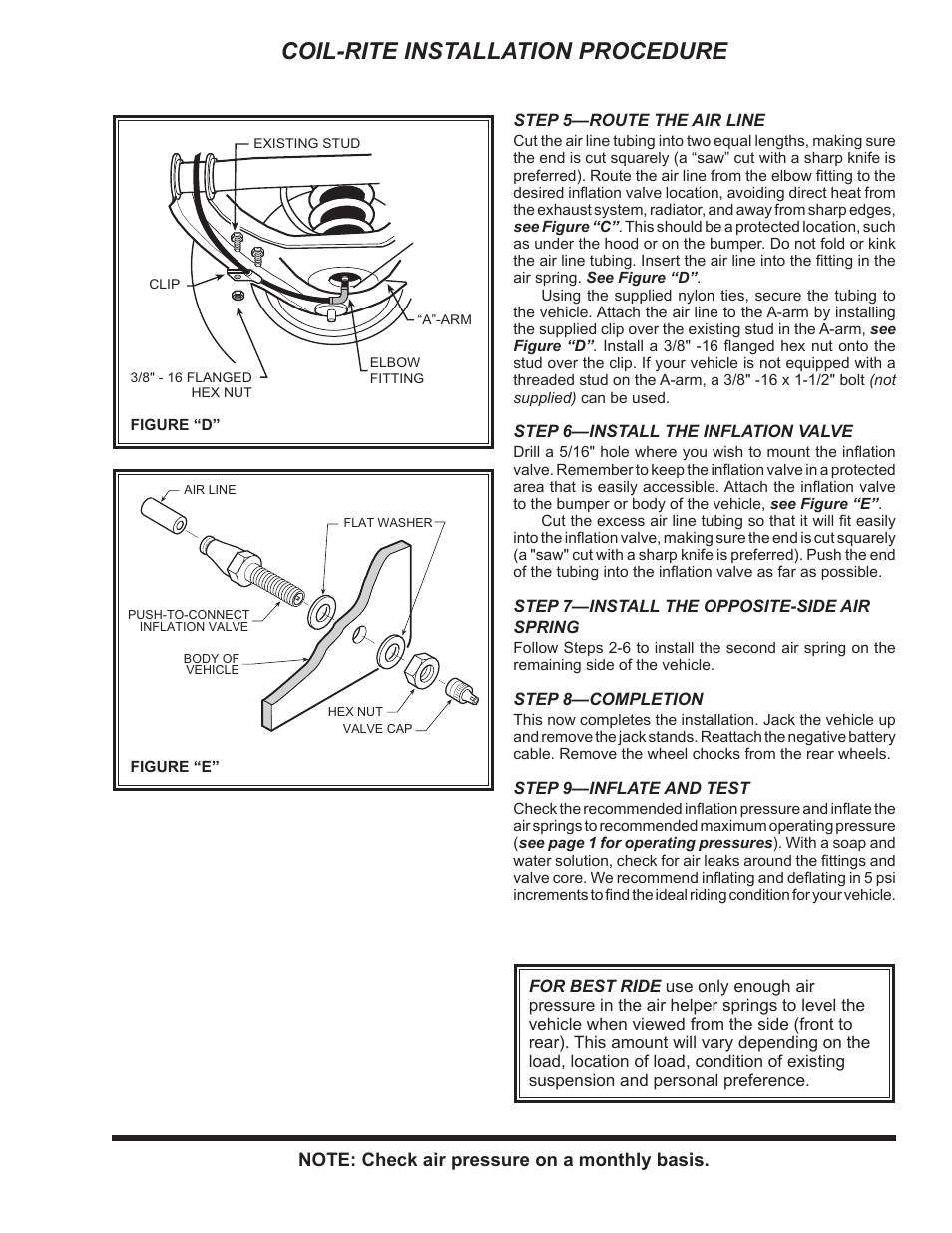 Coil-rite installation procedure | Rite-Ride 4100 User Manual | Page 3 / 6