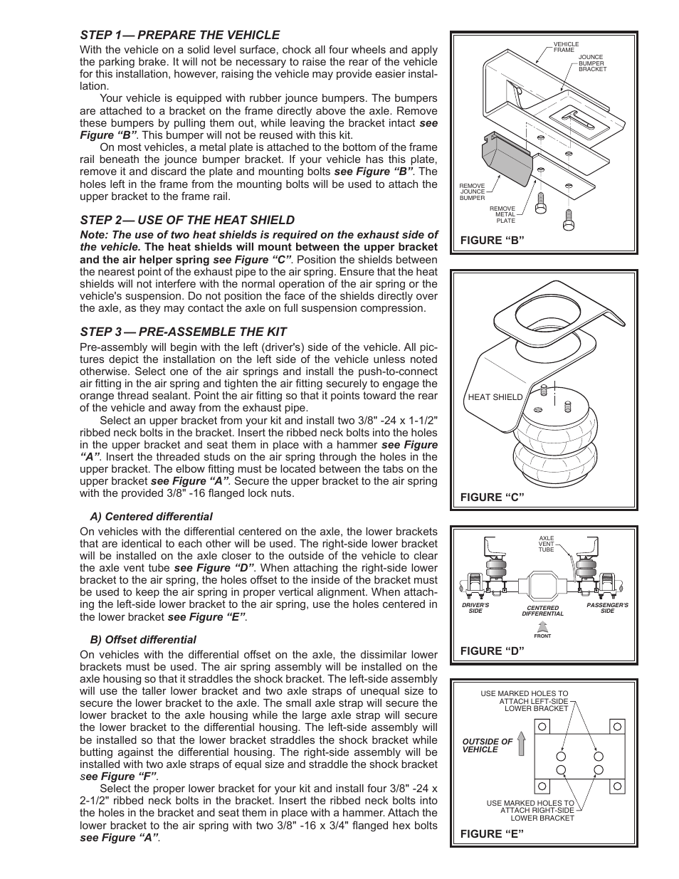 Step 1— prepare the vehicle, Step 2— use of the heat shield, Step 3 — pre-assemble the kit | Rite-Ride 2080 User Manual | Page 3 / 12