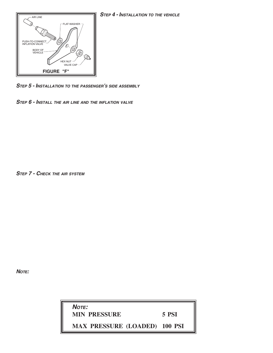 Min pressure 5 psi max pressure (loaded) 100 psi | Rite-Ride 2264 User Manual | Page 4 / 12