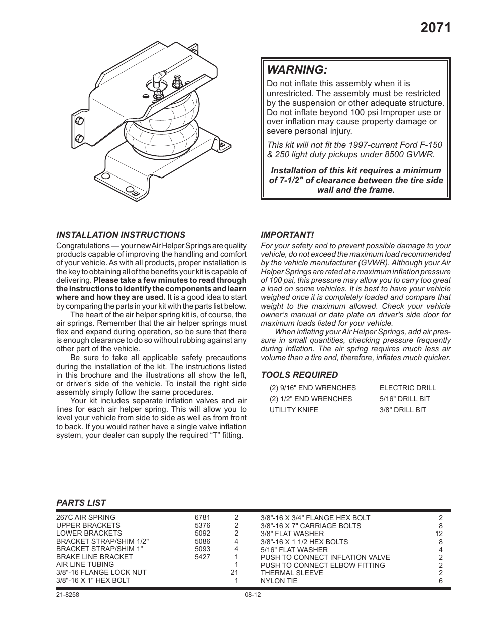 Rite-Ride 2071 User Manual | 14 pages