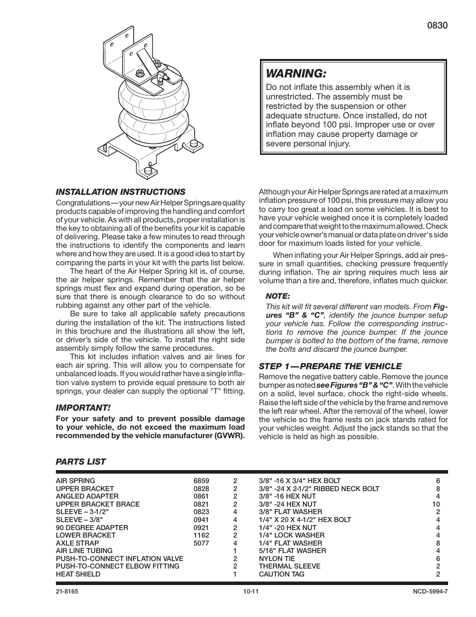 Rite-Ride 0830 User Manual | 12 pages