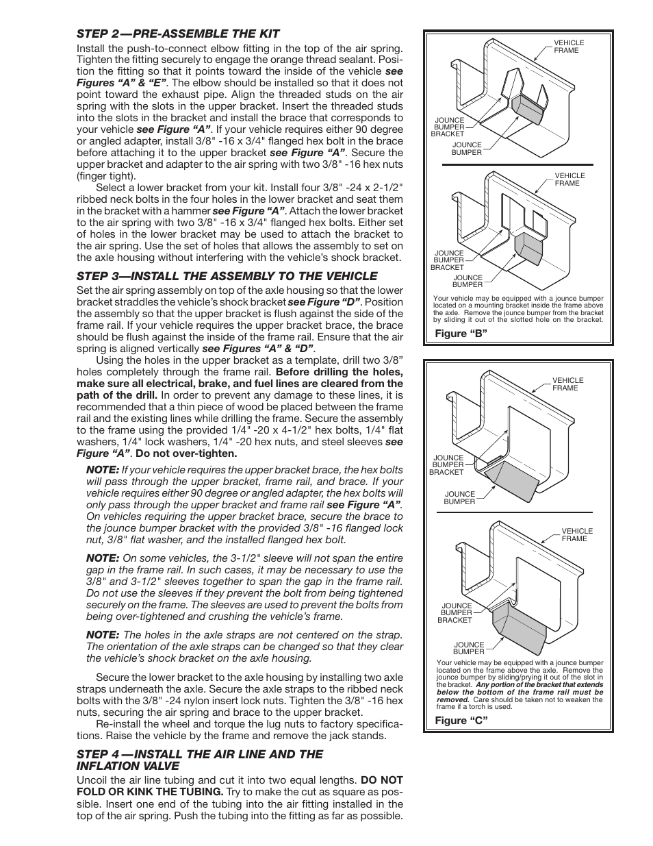 Step 2—pre-assemble the kit, Step 3—install the assembly to the vehicle | Rite-Ride 0830 User Manual | Page 3 / 12