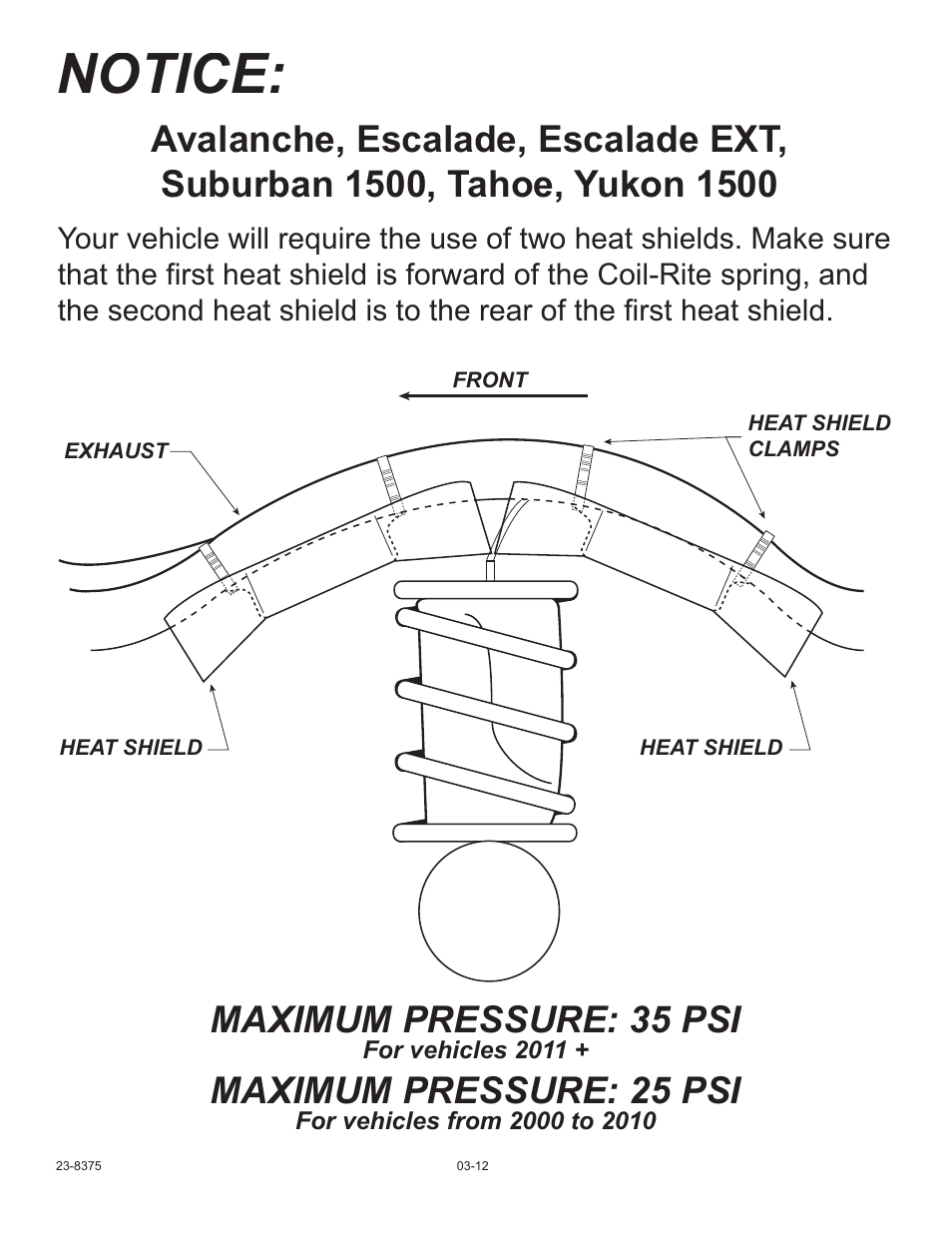 Notice, Maximum pressure: 35 psi, Maximum pressure: 25 psi | Rite-Ride 4186 User Manual | Page 4 / 7