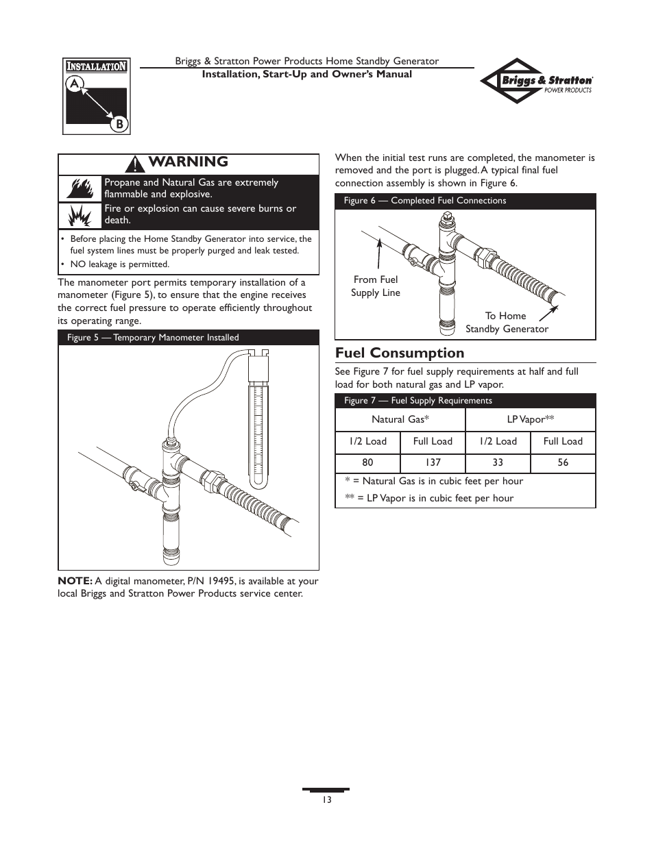 Control circuit connectio, The generato, Storage | Control circuit connection, The generator, Fuel consumption, Warning | Briggs & Stratton HOME STANDBY GENERATOR 01975-0 User Manual | Page 13 / 80