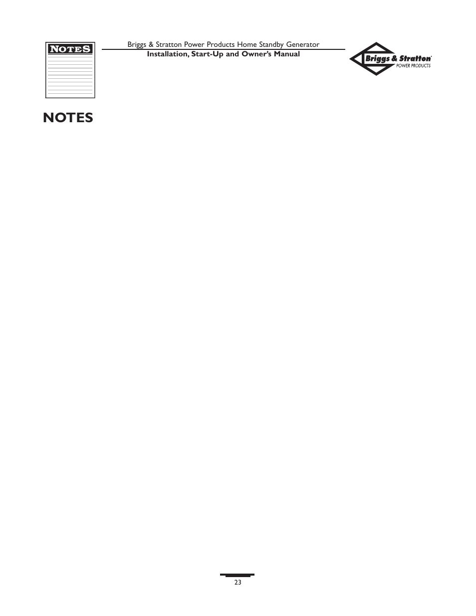 Briggs & Stratton HOME STANDBY GENERATOR 01975-0 User Manual | Page 23 / 80