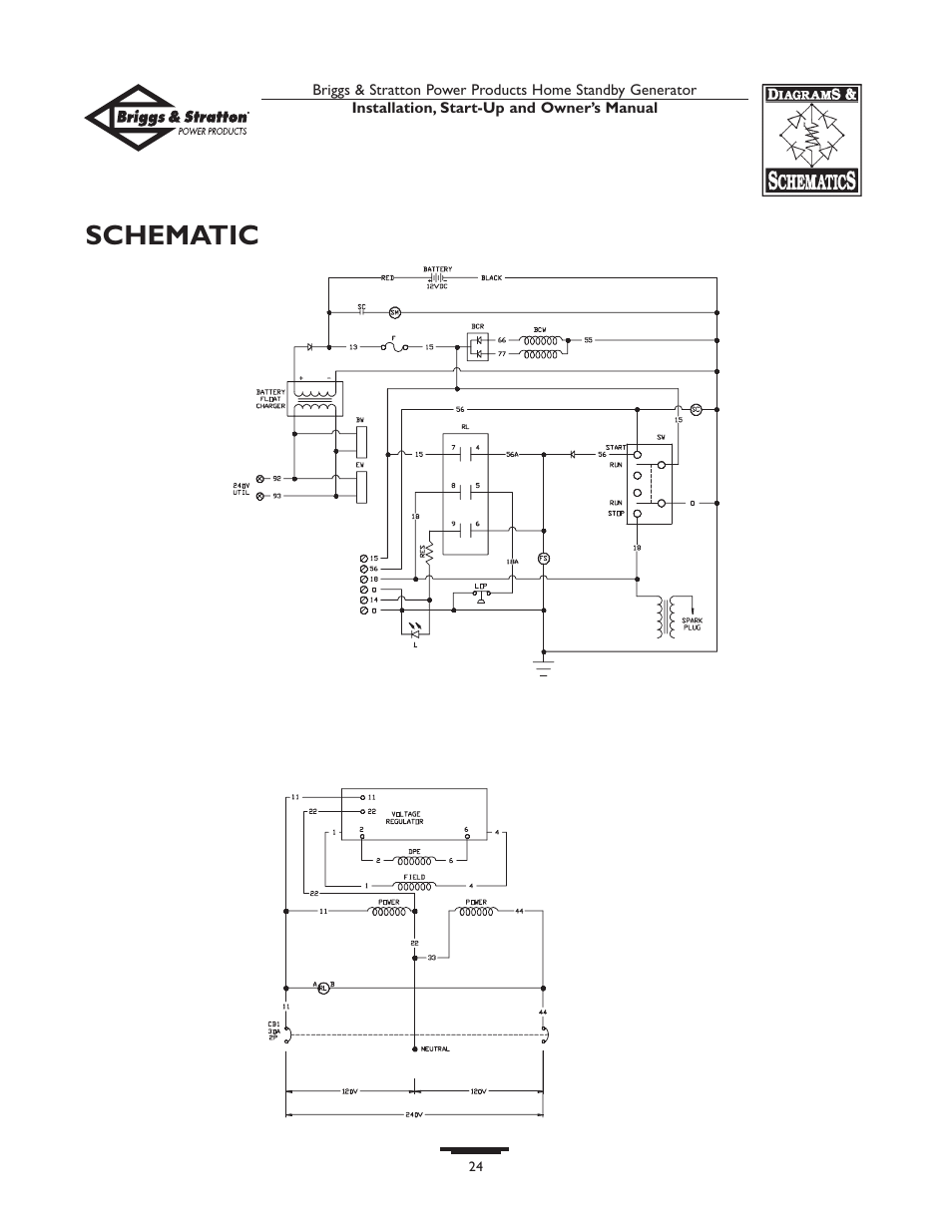 Schematic | Briggs & Stratton HOME STANDBY GENERATOR 01975-0 User Manual | Page 24 / 80