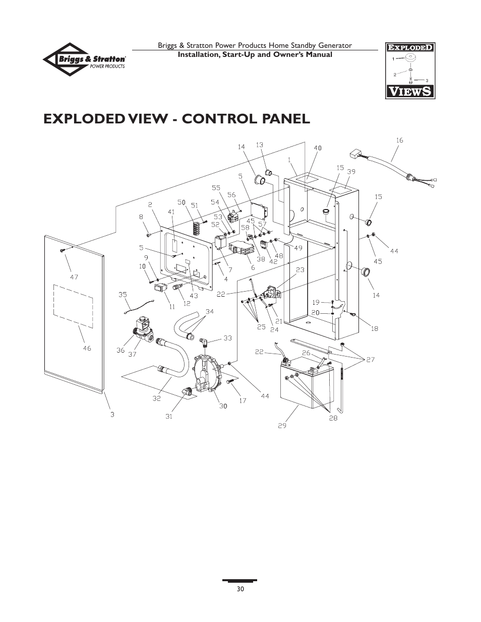 Exploded view - control panel | Briggs & Stratton HOME STANDBY GENERATOR 01975-0 User Manual | Page 30 / 80