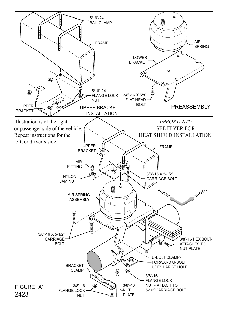 Preassembly, Important!: see flyer for heat shield installation | Rite-Ride 2423 User Manual | Page 2 / 13