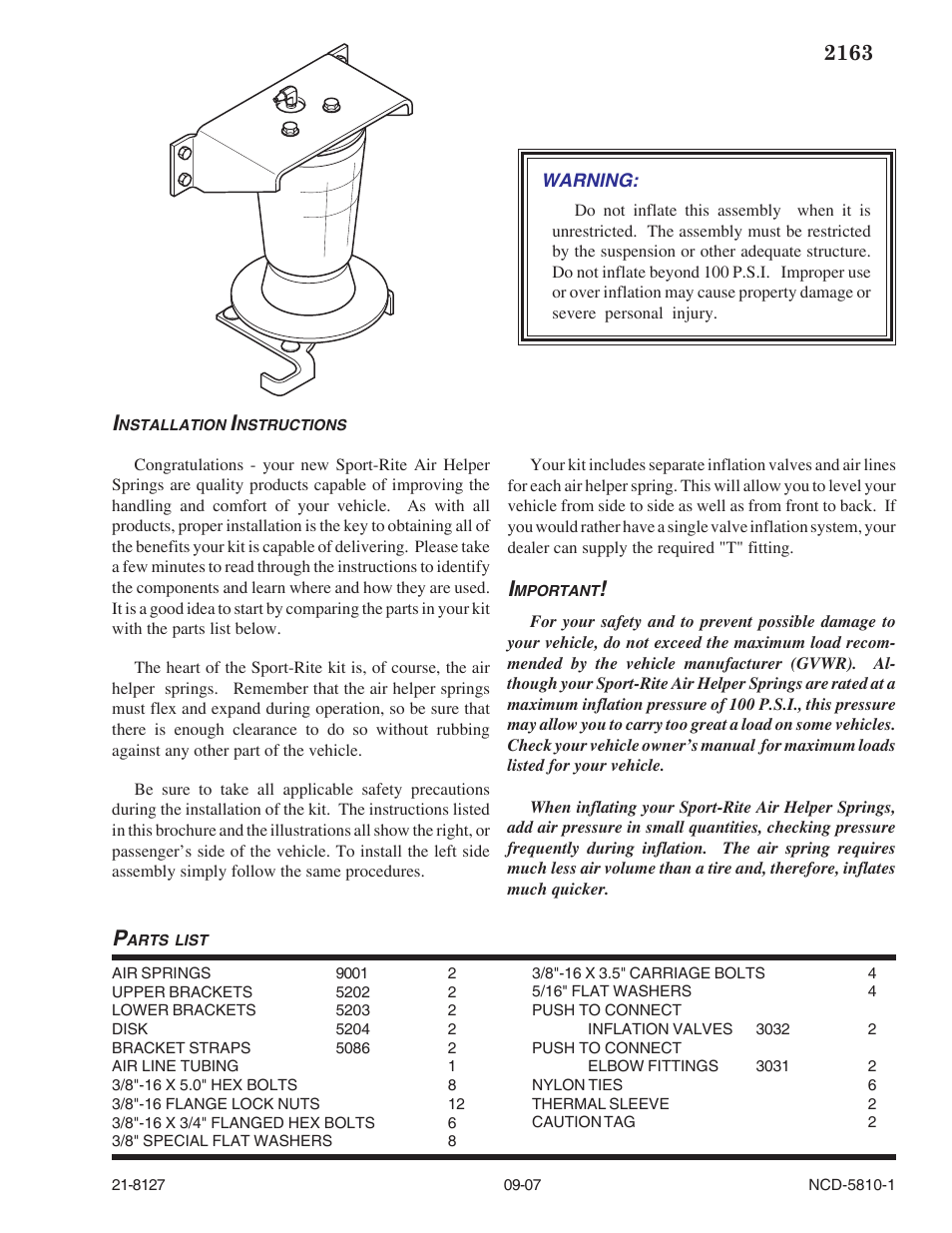 Rite-Ride 2163 User Manual | 12 pages