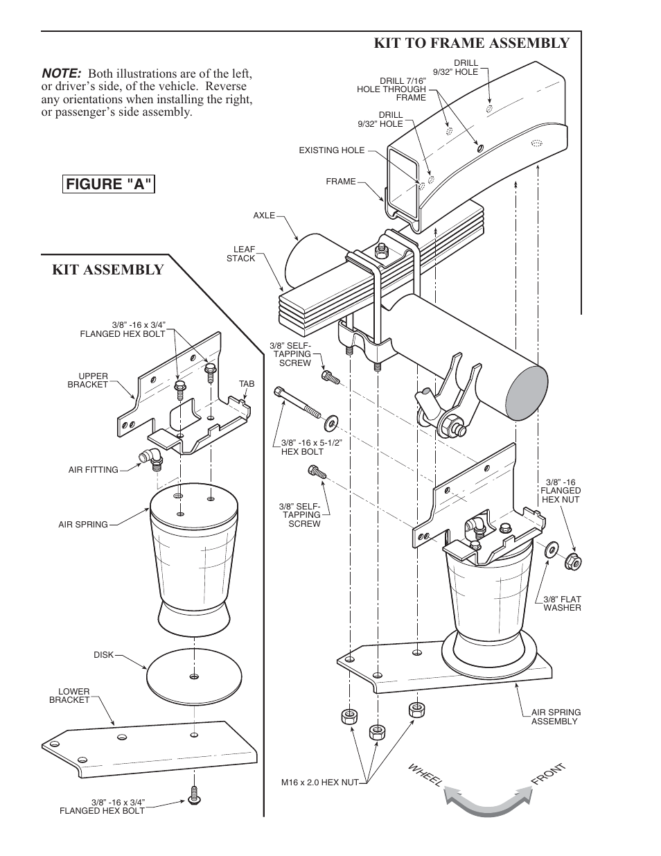 2185 figure "a" kit assembly kit to frame assembly | Rite-Ride 2337 User Manual | Page 2 / 12