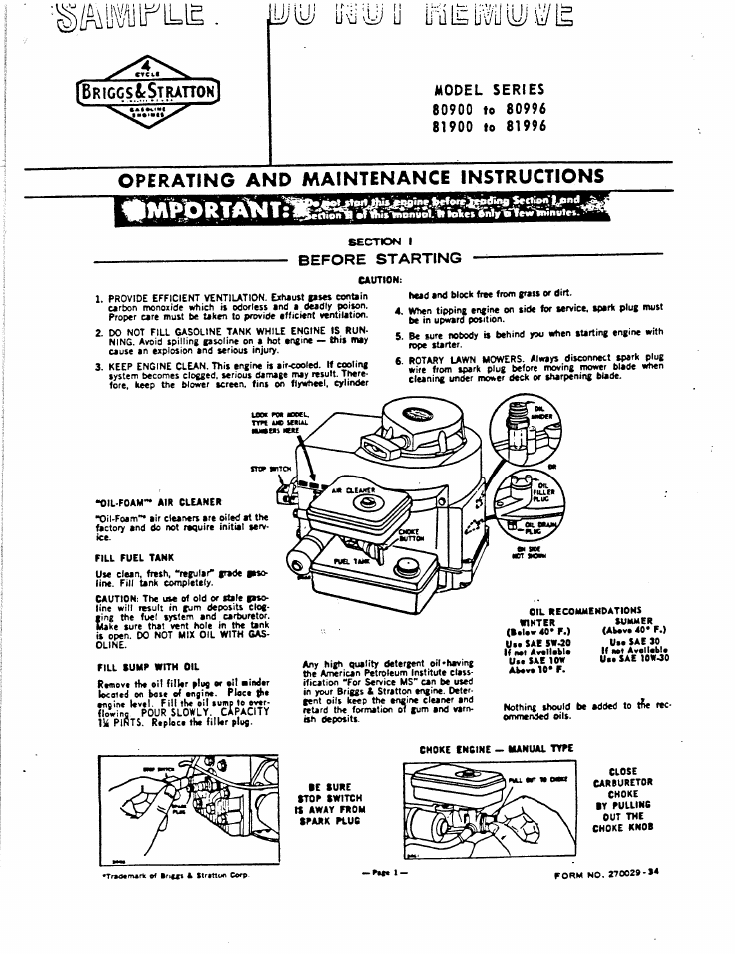 Briggs & Stratton 81900 User Manual | 7 pages