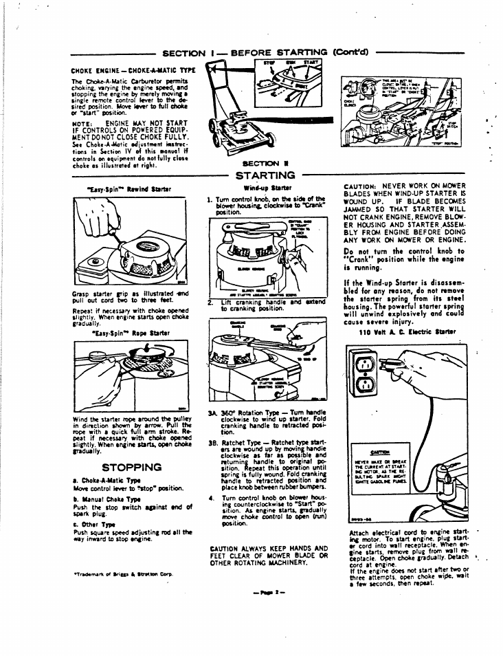 Stopping, Starting | Briggs & Stratton 81900 User Manual | Page 4 / 7