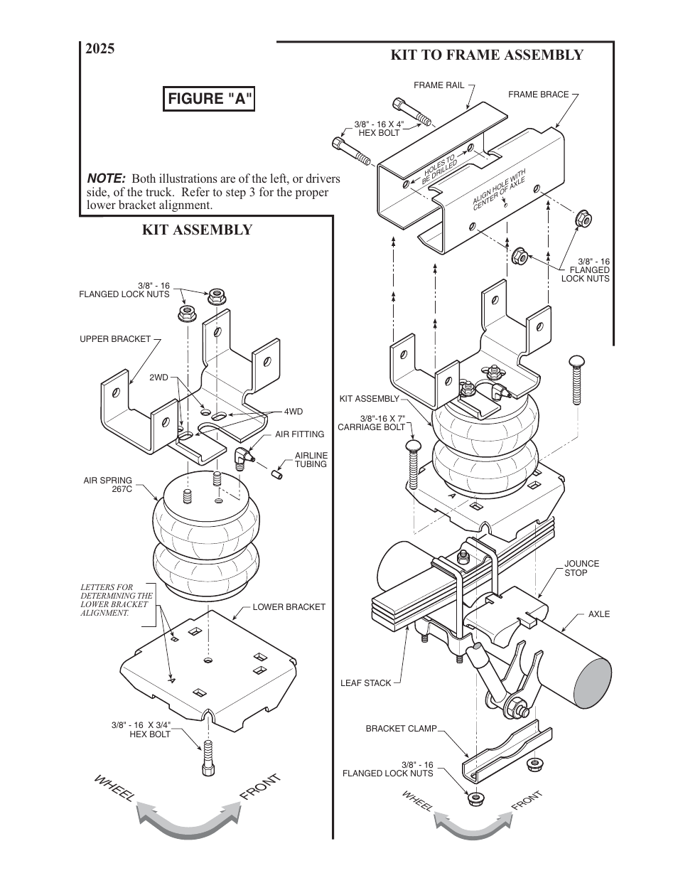 Kit to frame assembly kit assembly, 2025 figure "a, Fr ont wheel | Rite-Ride 2025 User Manual | Page 2 / 12