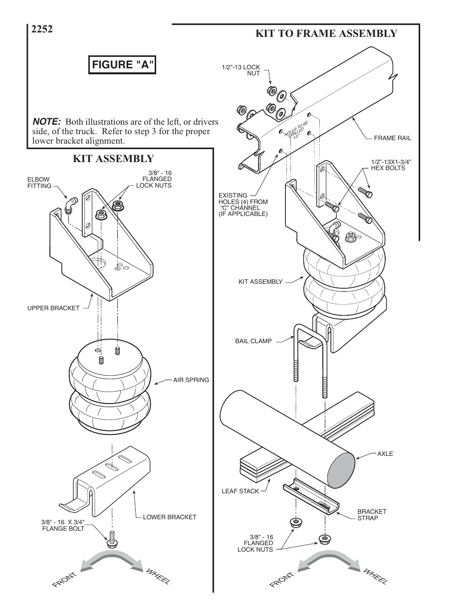 Kit to frame assembly kit assembly, 2252 figure "a | Rite-Ride 2252 User Manual | Page 2 / 12