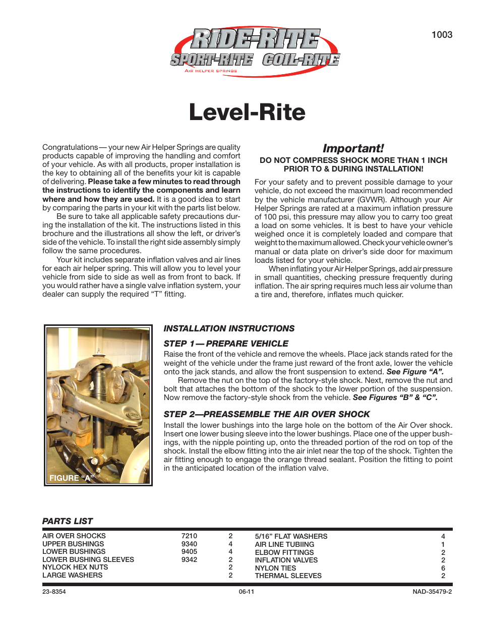 Rite-Ride 1003 User Manual | 4 pages