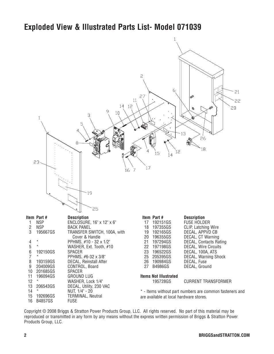 Briggs & Stratton 71039 User Manual | Page 2 / 2