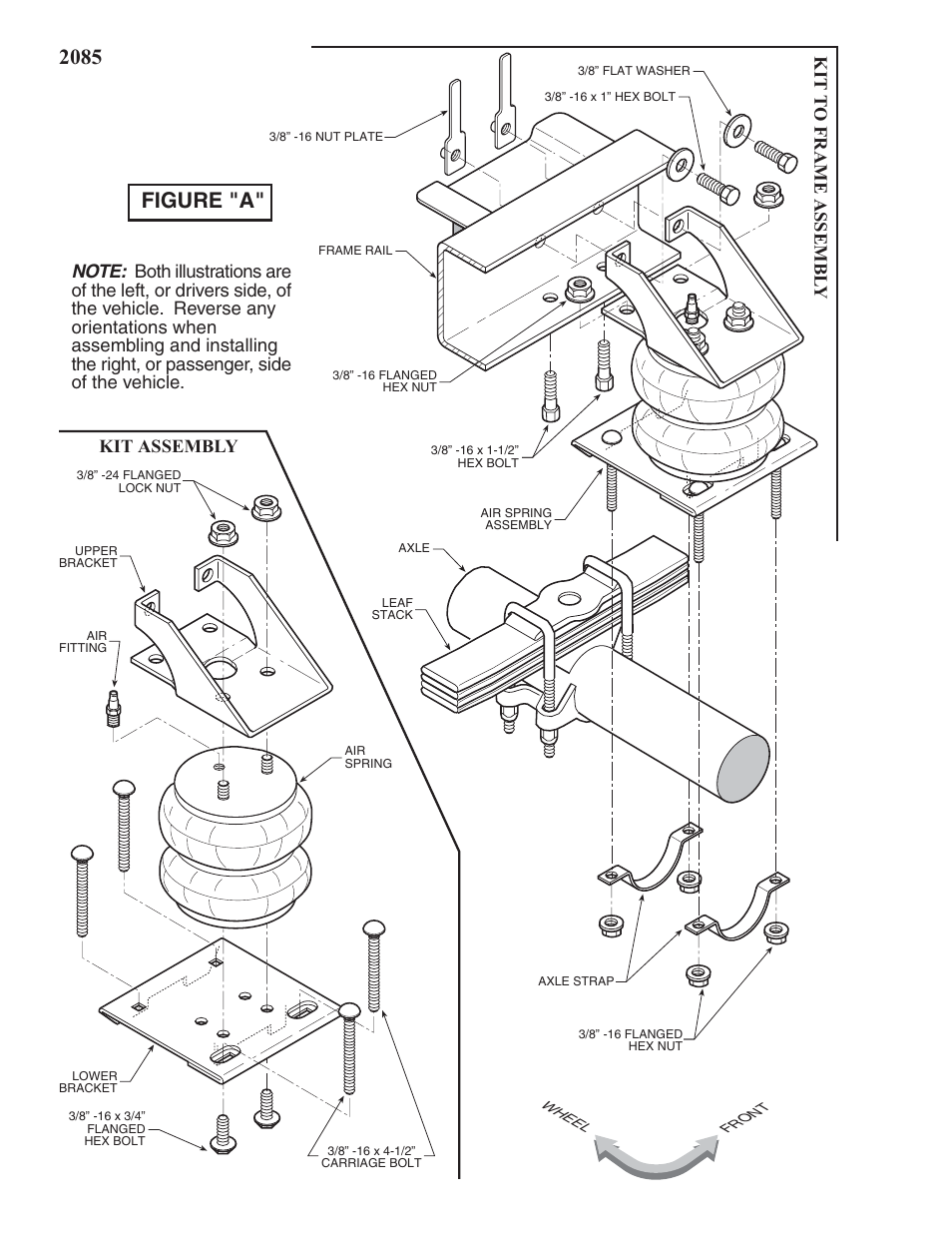 Figure "a, Kit t o frame assembl y kit assembly | Rite-Ride 2085 User Manual | Page 2 / 12