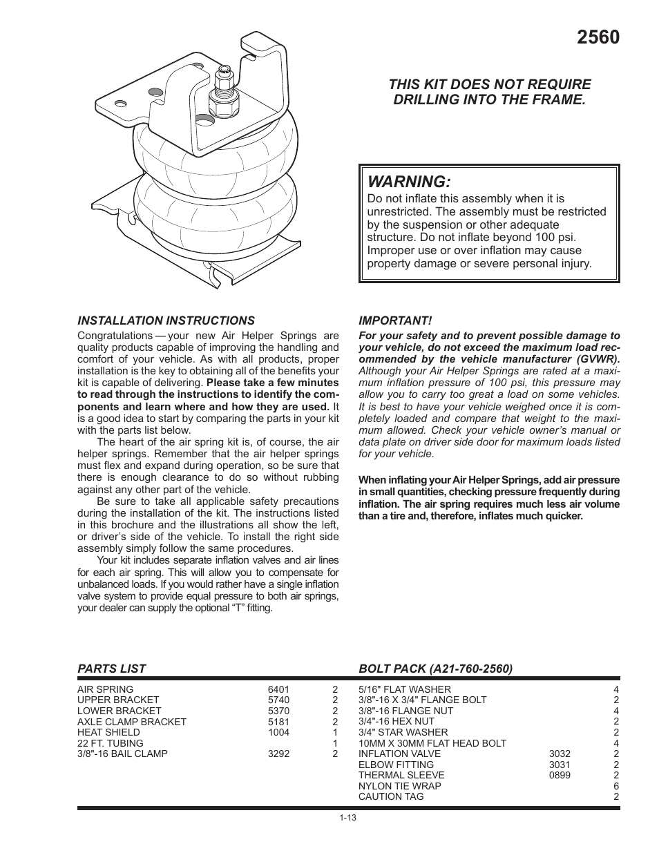 Rite-Ride 2560 User Manual | 13 pages