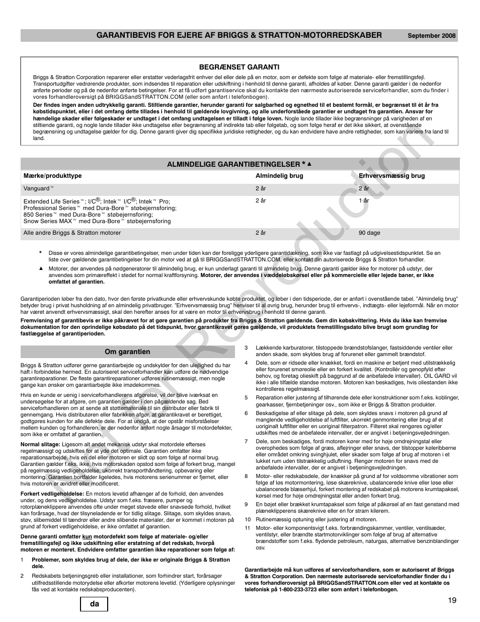 Not for reproduction | Briggs & Stratton VANGUARD 350000 User Manual | Page 19 / 92