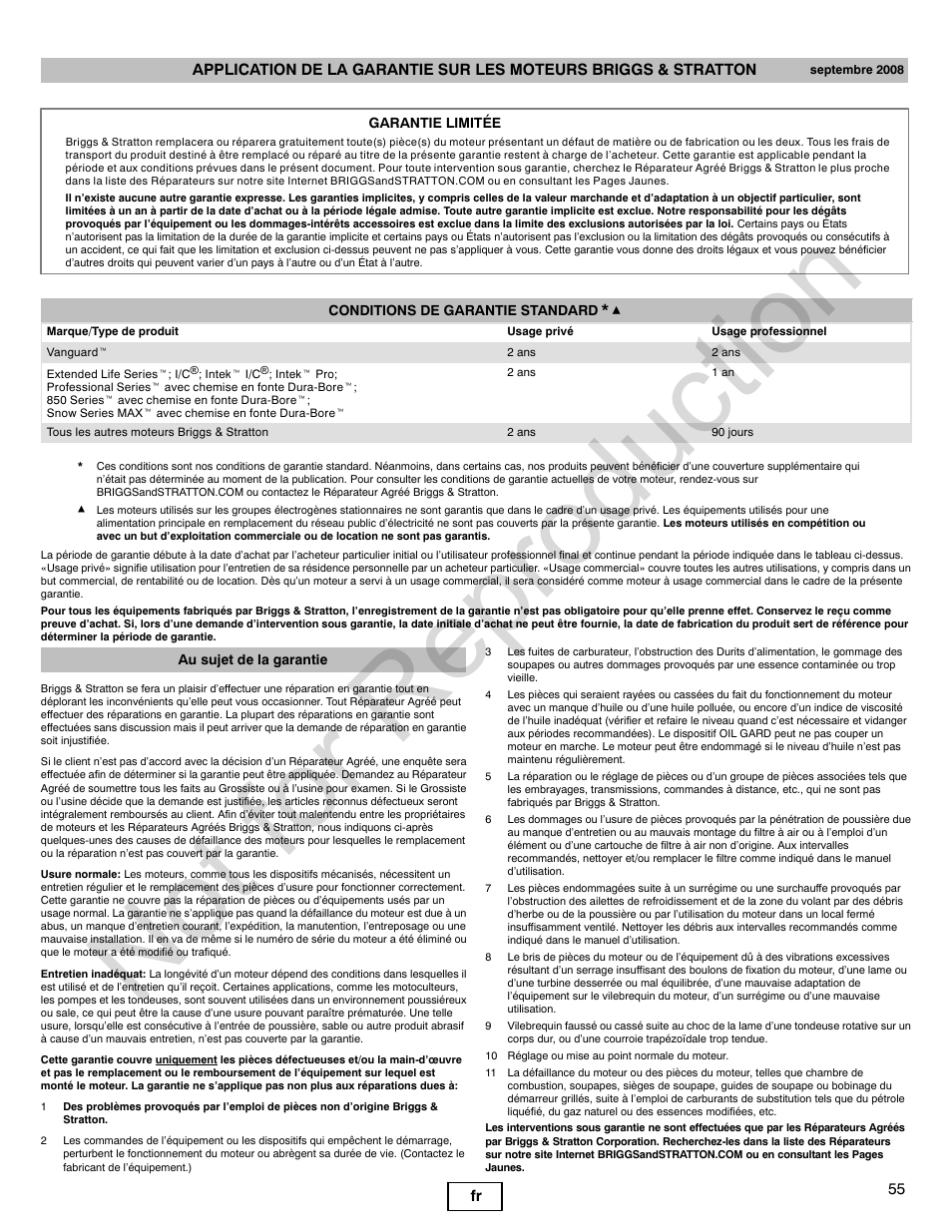 Not for reproduction | Briggs & Stratton VANGUARD 350000 User Manual | Page 55 / 92