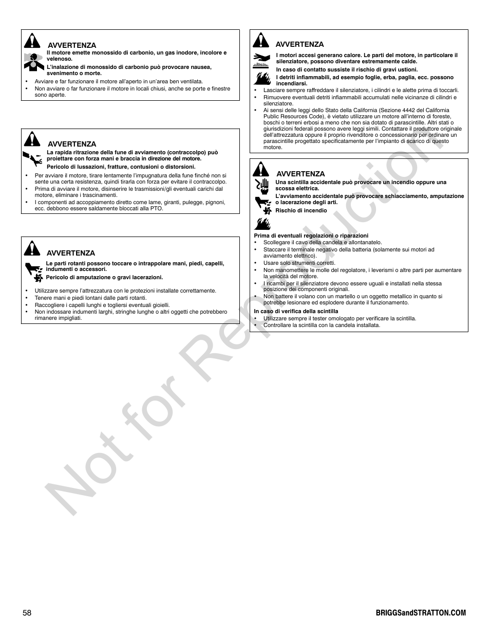 Not for reproduction | Briggs & Stratton VANGUARD 350000 User Manual | Page 58 / 92