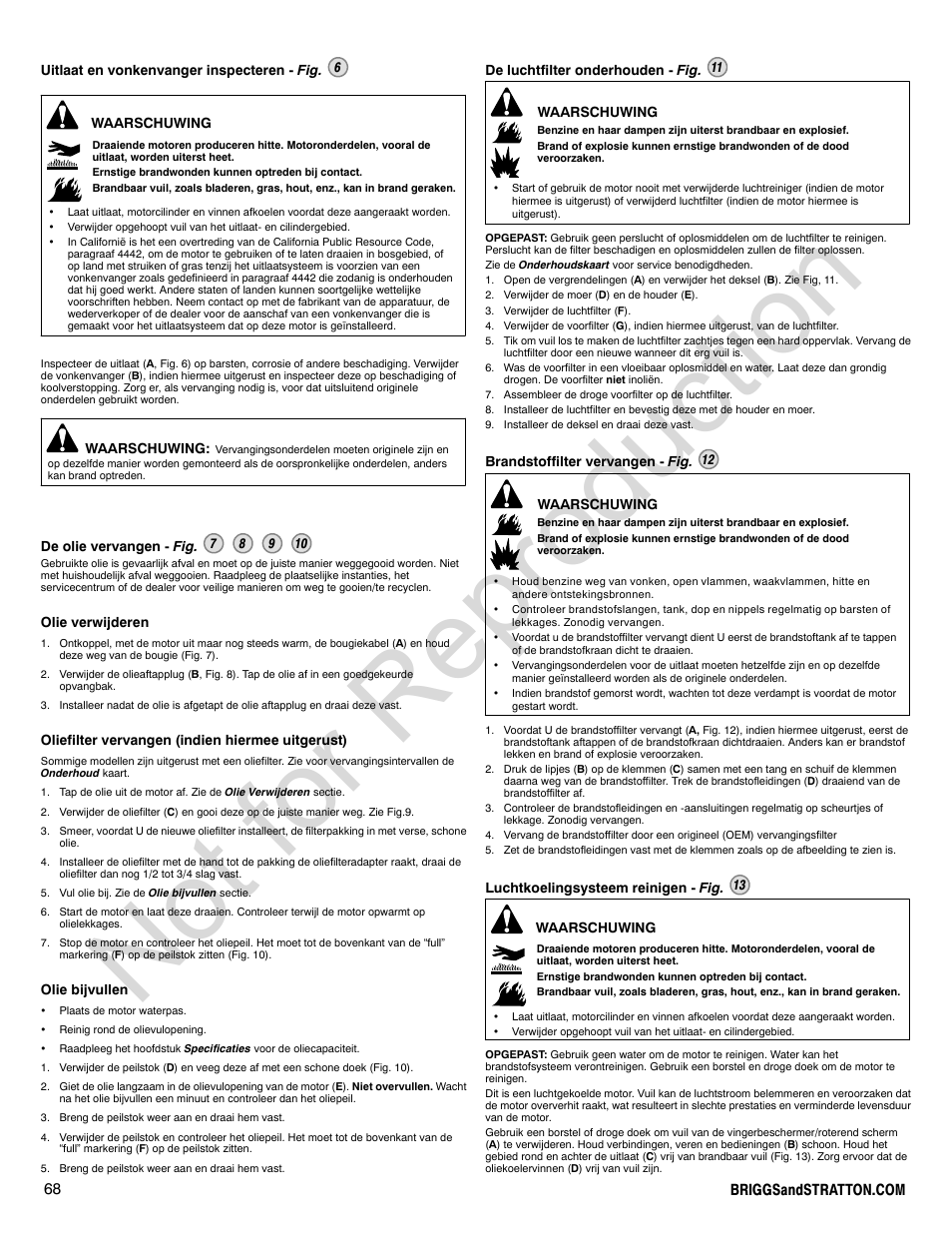 Not for reproduction | Briggs & Stratton VANGUARD 350000 User Manual | Page 68 / 92