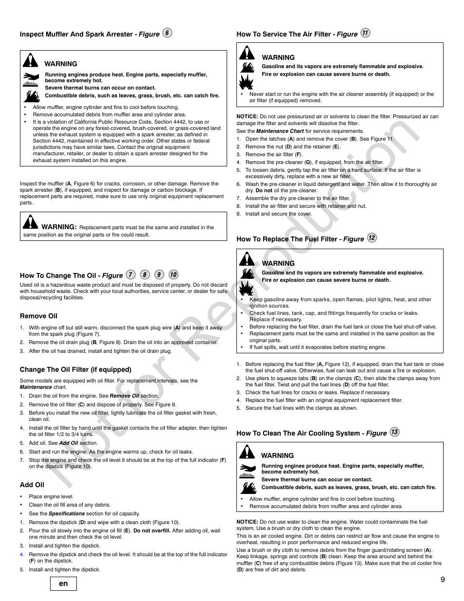 Not for reproduction | Briggs & Stratton VANGUARD 350000 User Manual | Page 9 / 92