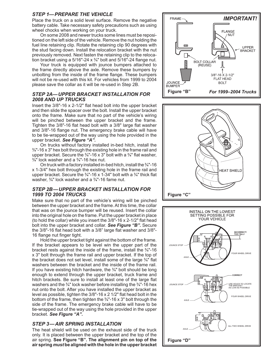 Important, Step 1—prepare the vehicle, Step 3—air spring installation | Rite-Ride 2550 User Manual | Page 5 / 16