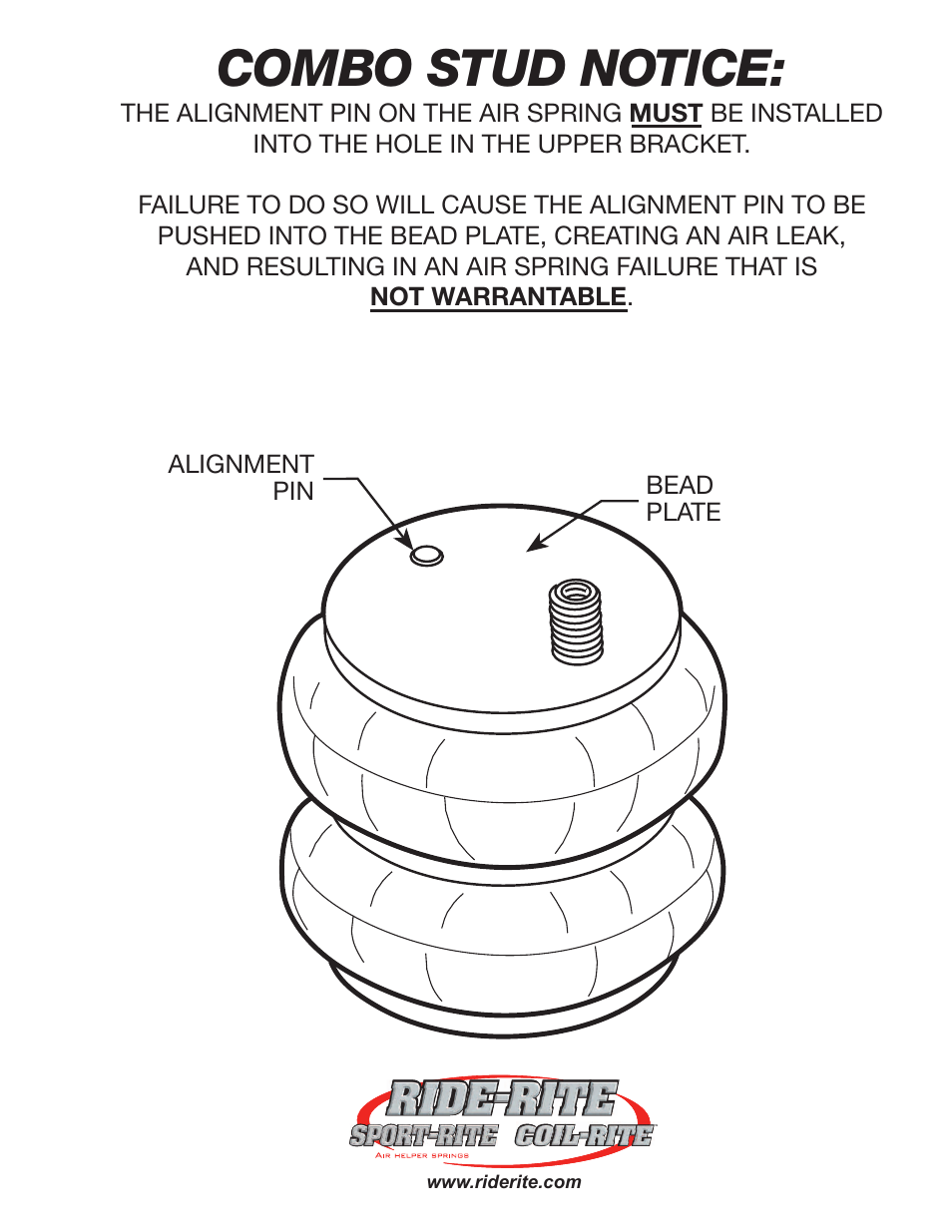 Combo stud notice | Rite-Ride 2550 User Manual | Page 7 / 16