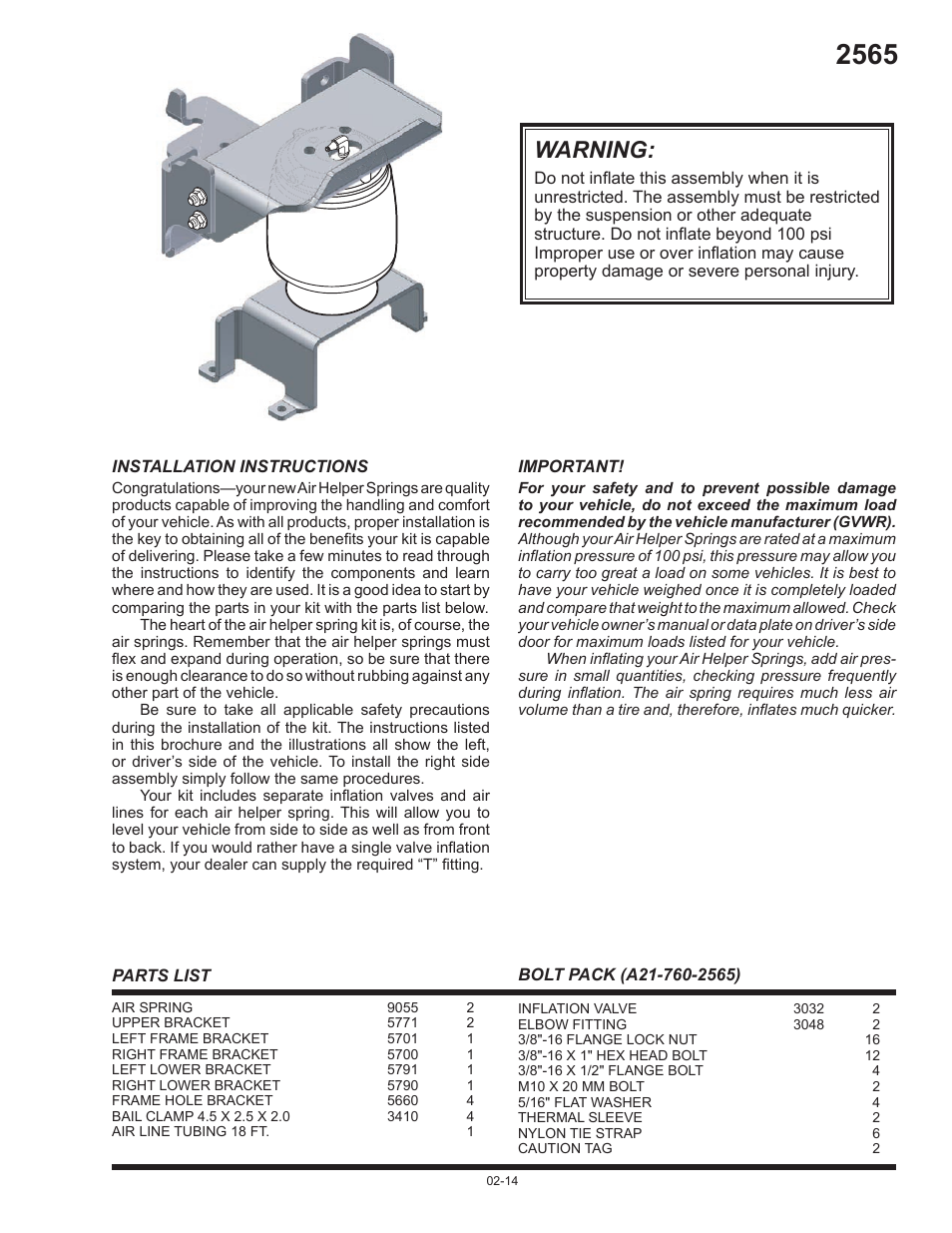 Rite-Ride 2565 User Manual | 4 pages