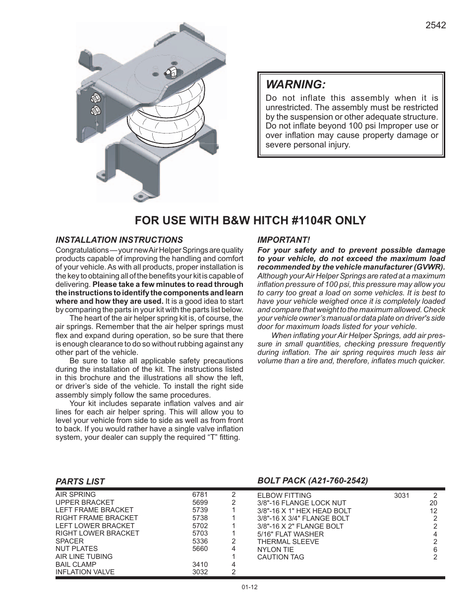 Rite-Ride 2542 User Manual | 12 pages