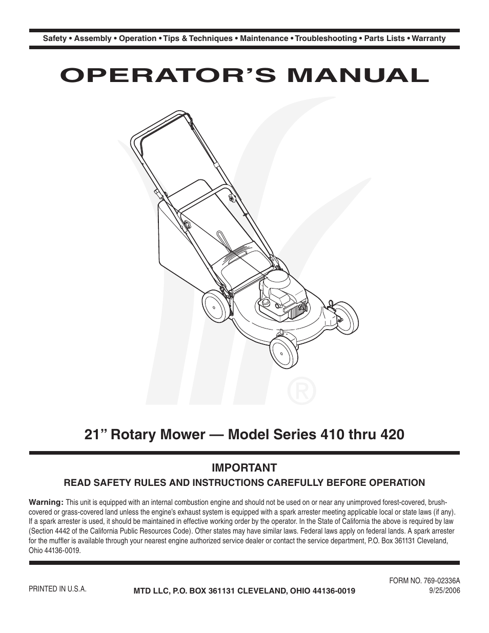 Briggs & Stratton Series 410 thru 420 User Manual | 16 pages