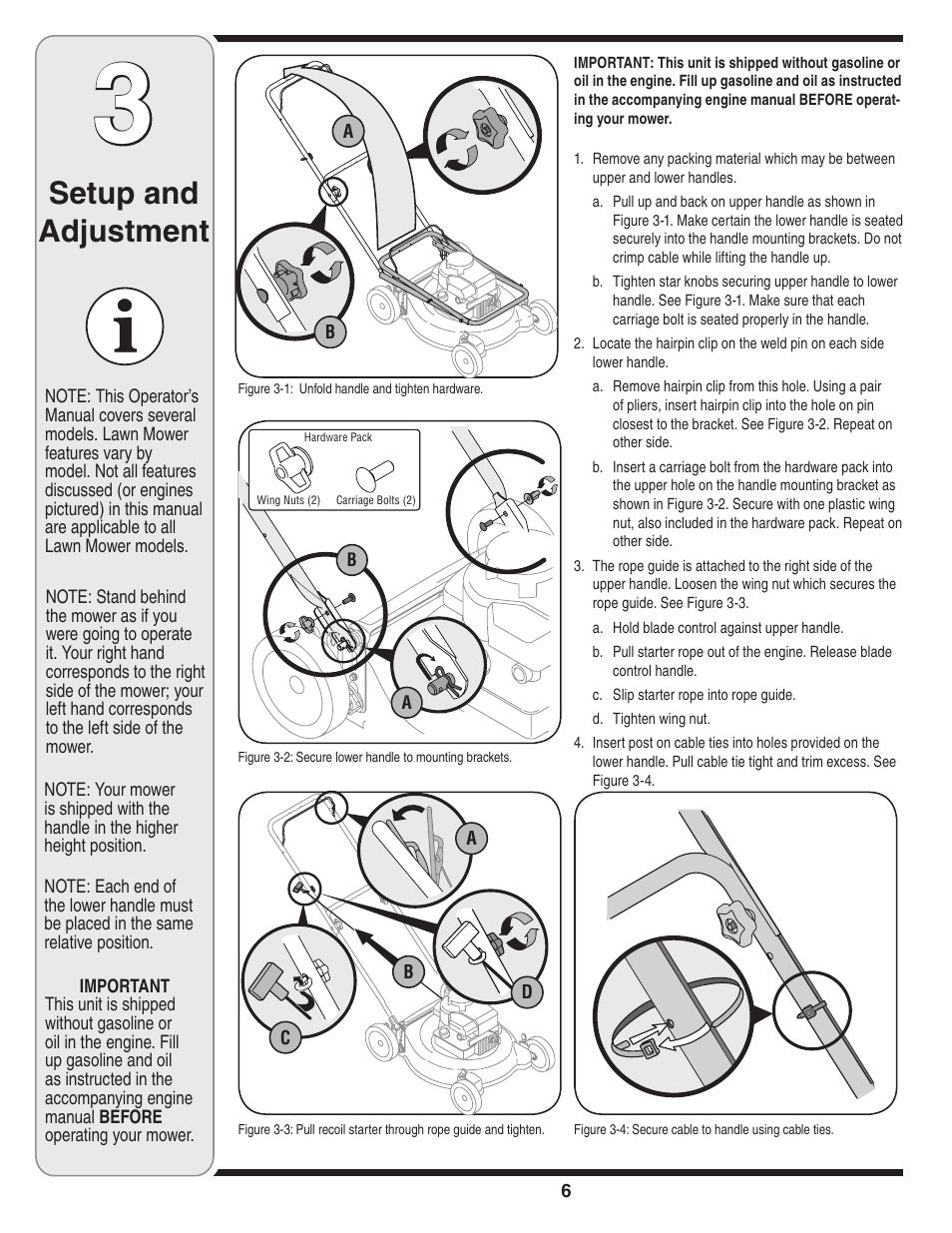 Setup and adjustment | Briggs & Stratton Series 410 thru 420 User Manual | Page 6 / 16