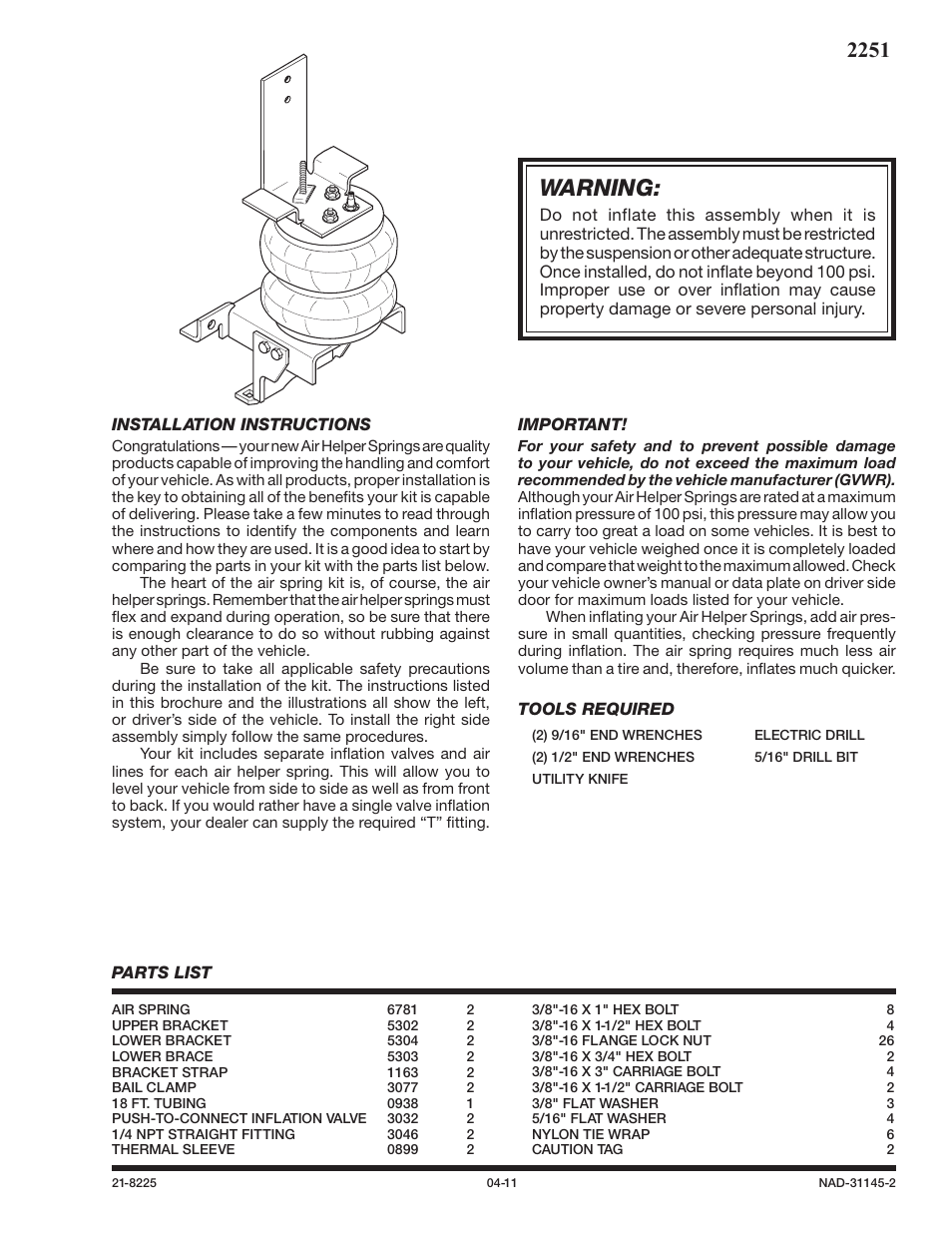 Rite-Ride 2251 User Manual | 12 pages