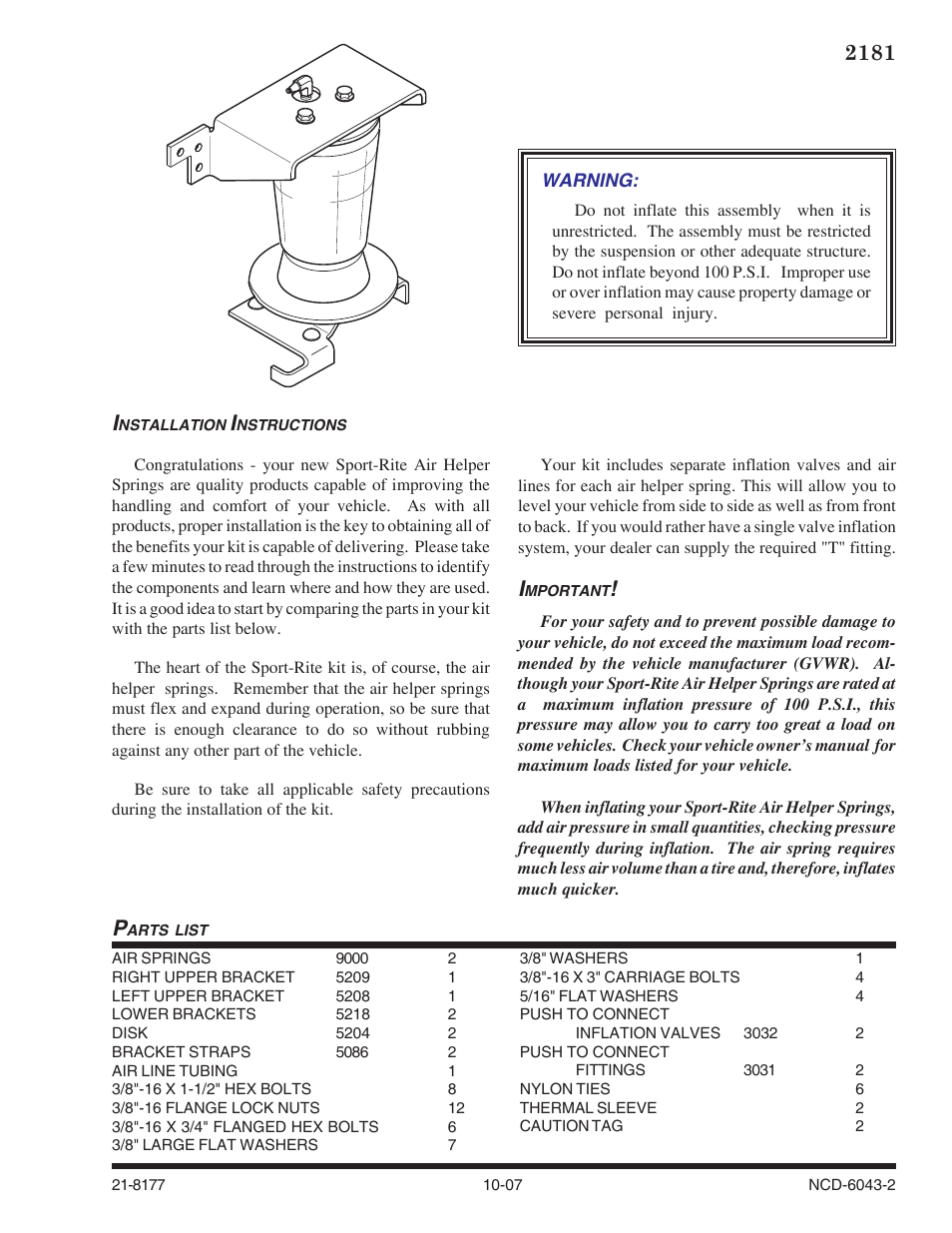 Rite-Ride 2181 User Manual | 12 pages