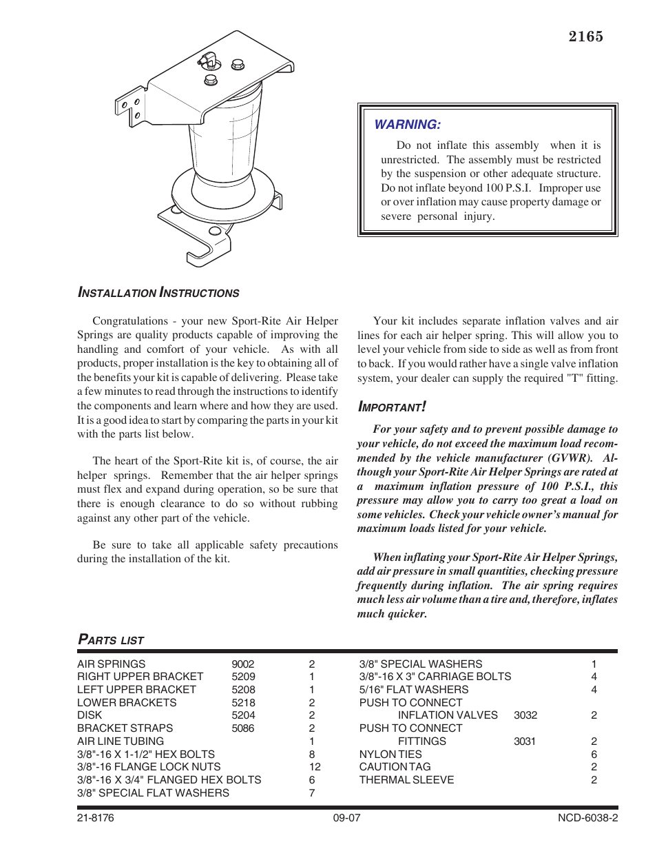 Rite-Ride 2165 User Manual | 12 pages