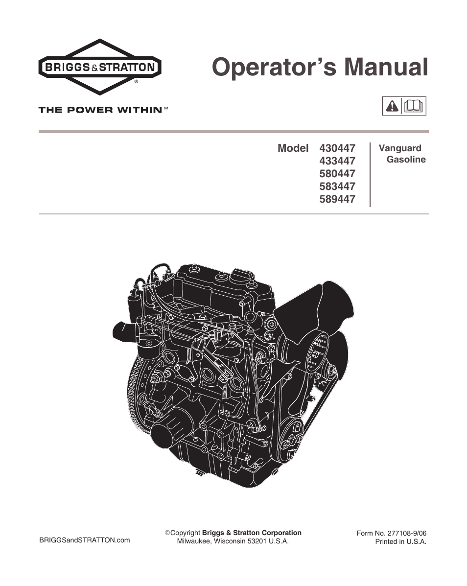Briggs & Stratton 580447 User Manual | 20 pages