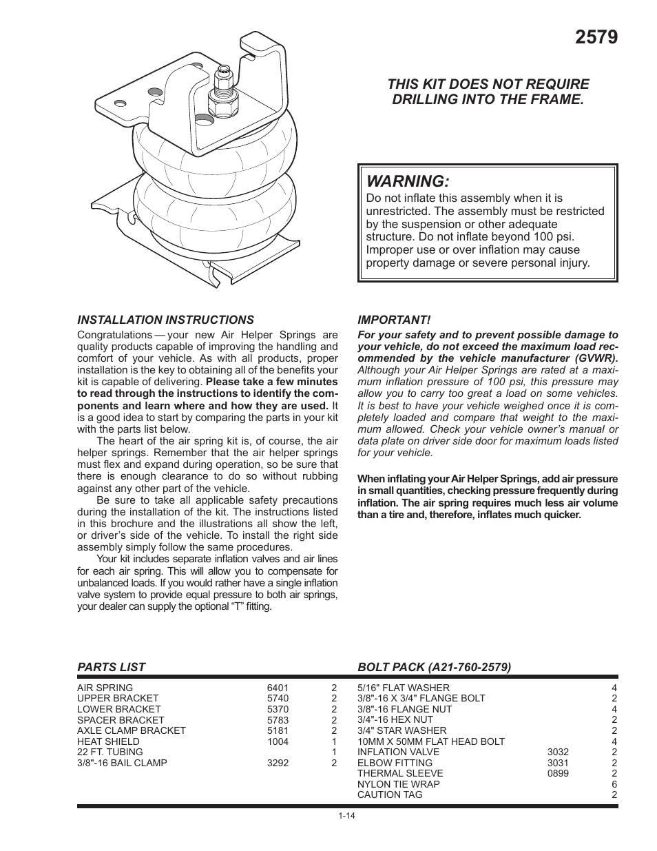 Rite-Ride 2579 User Manual | 4 pages