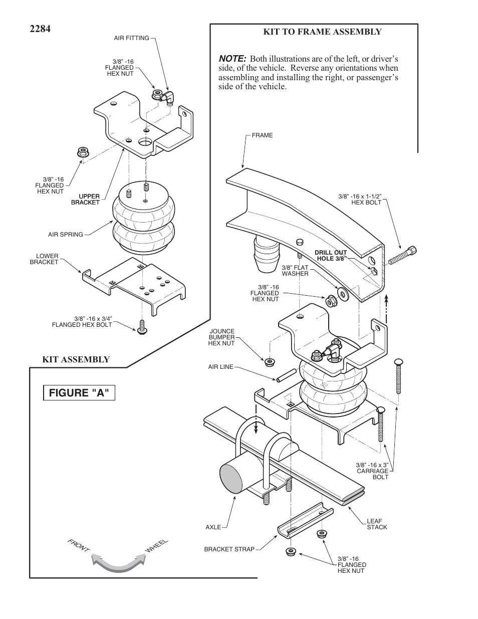 Figure "a, Kit assembly, Kit to frame assembly | Rite-Ride 2284 User Manual | Page 2 / 12