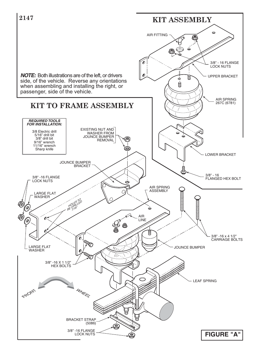 Kit to frame assembly kit assembly, Figure "a | Rite-Ride 2147 User Manual | Page 2 / 12