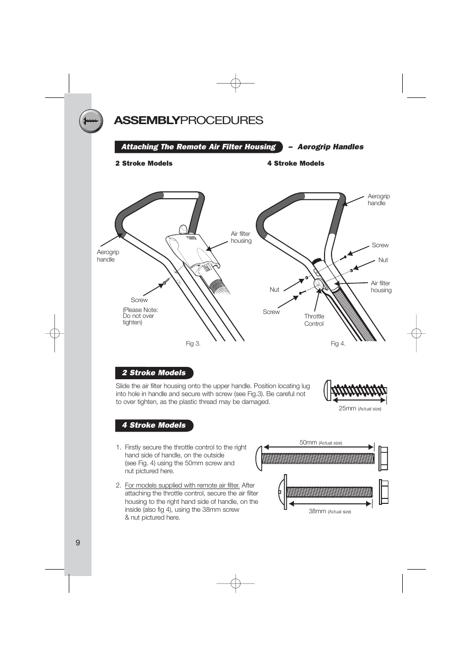 Assembly procedures | Briggs & Stratton Electric Lawnmower User Manual | Page 12 / 28